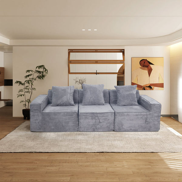 Boneless Floor Couch,Compression Sofa,Convertible Floor Sofa Bed-With Pillow Back Support Armrest, Futon Couch Lounge Sleeper Bed,Corduroy Fabric
