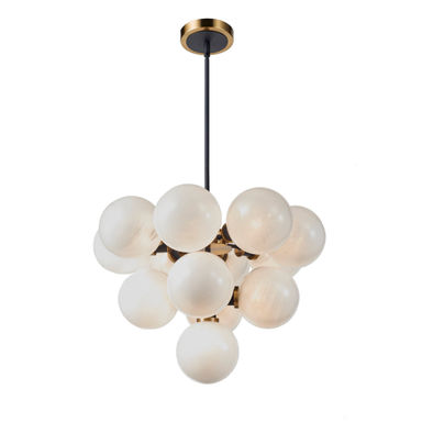Rickey - 13-Light Chandelier - Black - Brushed Brass - Glass