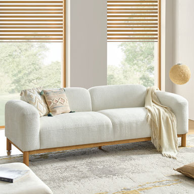 Matlin 91" Modern Boucle Sofa with Solid Wood Base