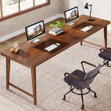 George Oliver 78.7" Extra Long Desk, Large 2-Person Computer Desk Writing Desk & Reviews | Wayfair