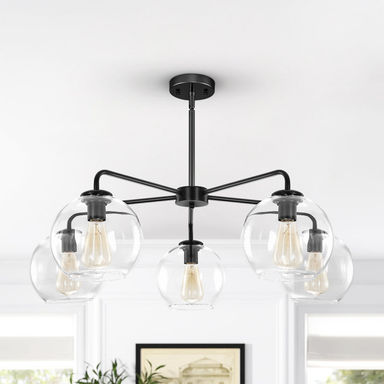 Royelle 5 - Light Sputnik Sphere Modern Glass Bubble Chandelier