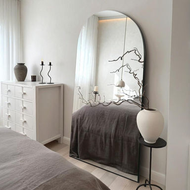 Arched MDF Wood Oversized Full Length Mirror Wall Mirror Hanging Or Leaning With Stand