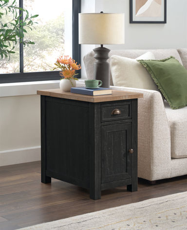 Balsam 25'' Tall Solid Wood End Table with Storage and Built-In Outlets