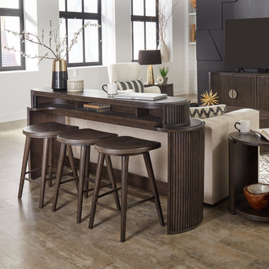 Josias 4 Piece Console Bar Table Set w/ Stools & Charging Station
