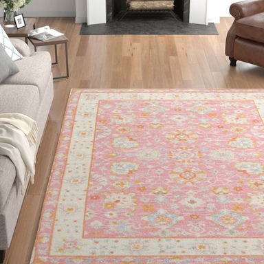 Guerin Oriental Wool / Nylon Pink Area Rug