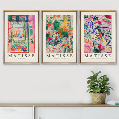 Classical Artwork French Floral Window Girl Woman Colorful Abstract Still Life - Canvas 3 Pieces Henri Matisse Print