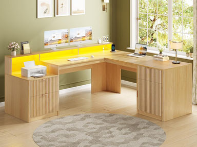 Ilana L-Shaped Computer Desk with Power Outlet