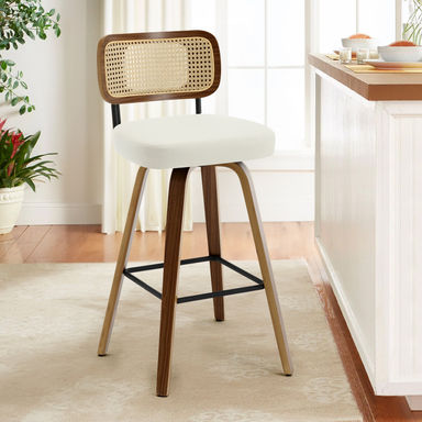 George Oliver Julieza Swivel Upholstered Rattan Back Counter & Bar Stool & Reviews | Wayfair