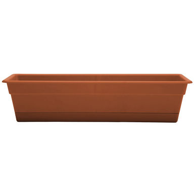 Dura Cotta Traditional Plastic Indoor/Outdoor Rectangle Window Box Planter with Attached Saucer