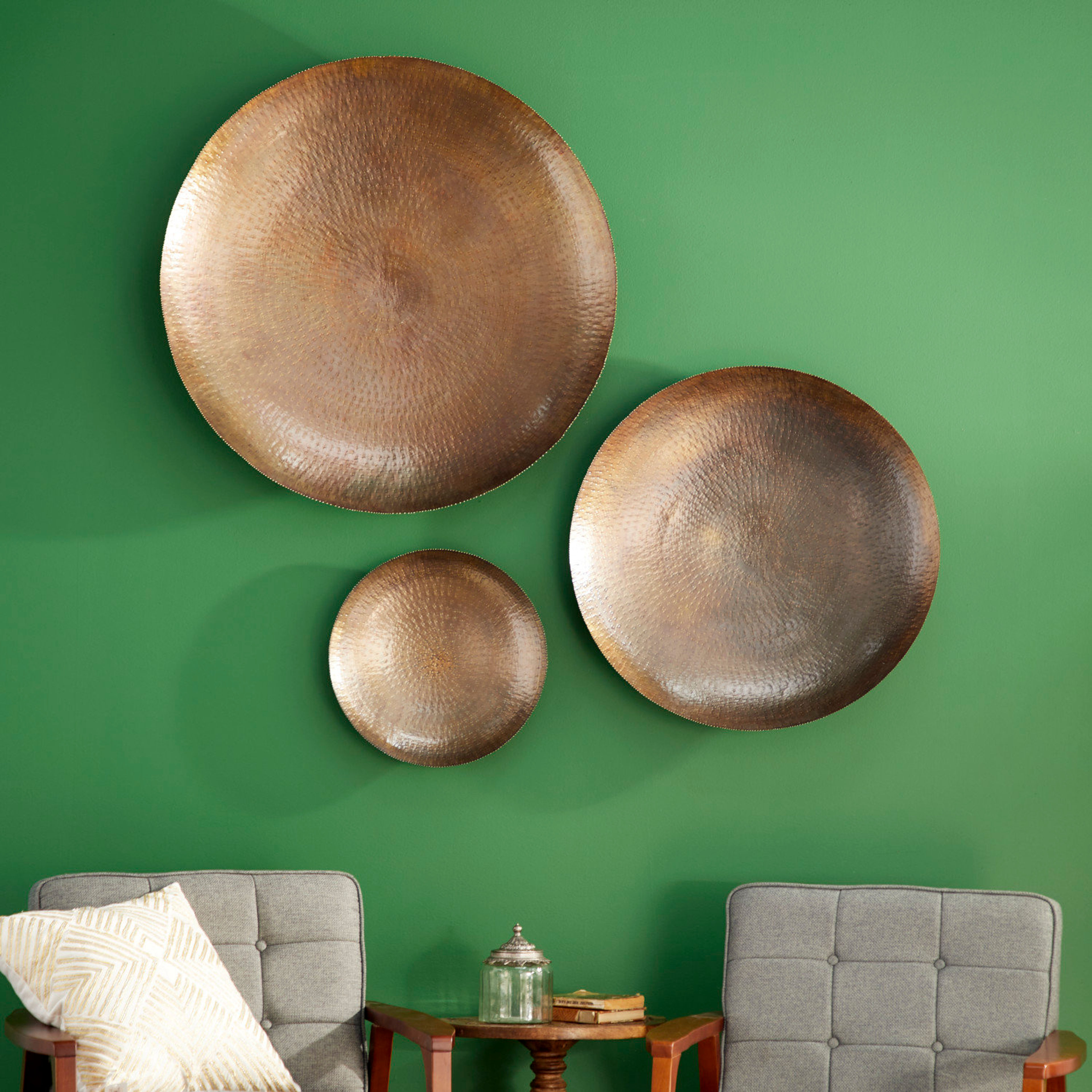 Langley Street Large Metallic Disk Plate Metal Wall Decor