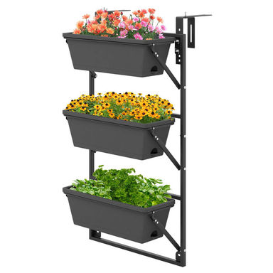 Arlmont & Co. Hanging Vertical Planter With 3 Planter Boxes & Detachable Hooks For Flowers