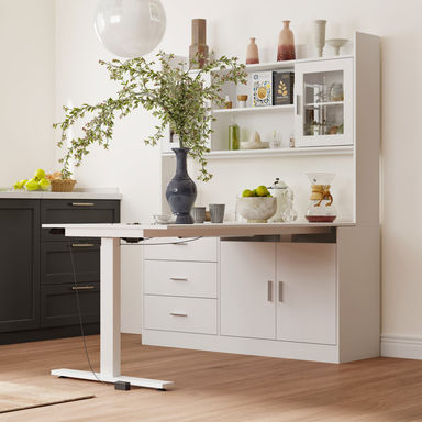 Liftable Dining Table Island With Pantry Cabinet