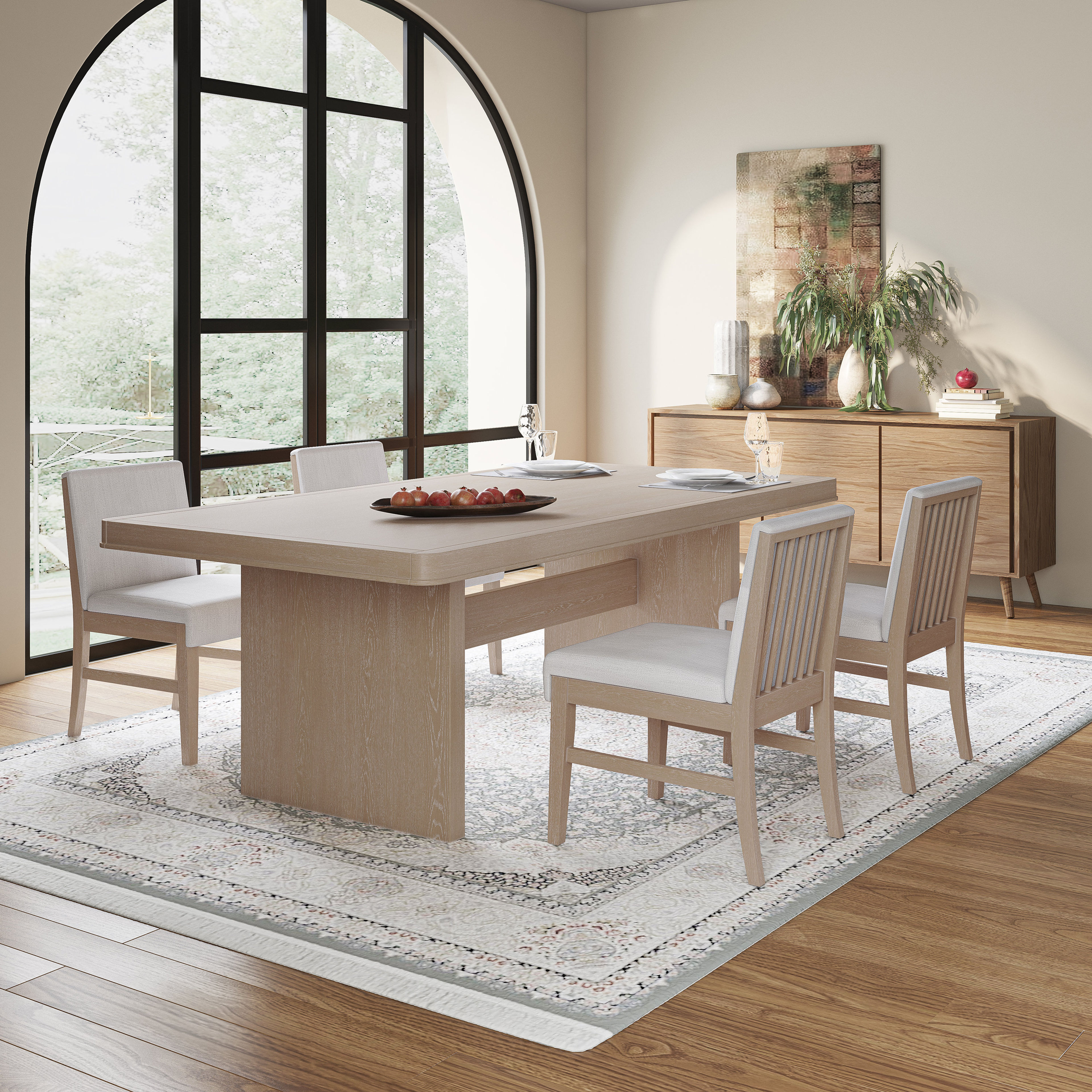 Loon Peak Jeraldy Dining Set: Rustic Wood Table & 6 Chairs