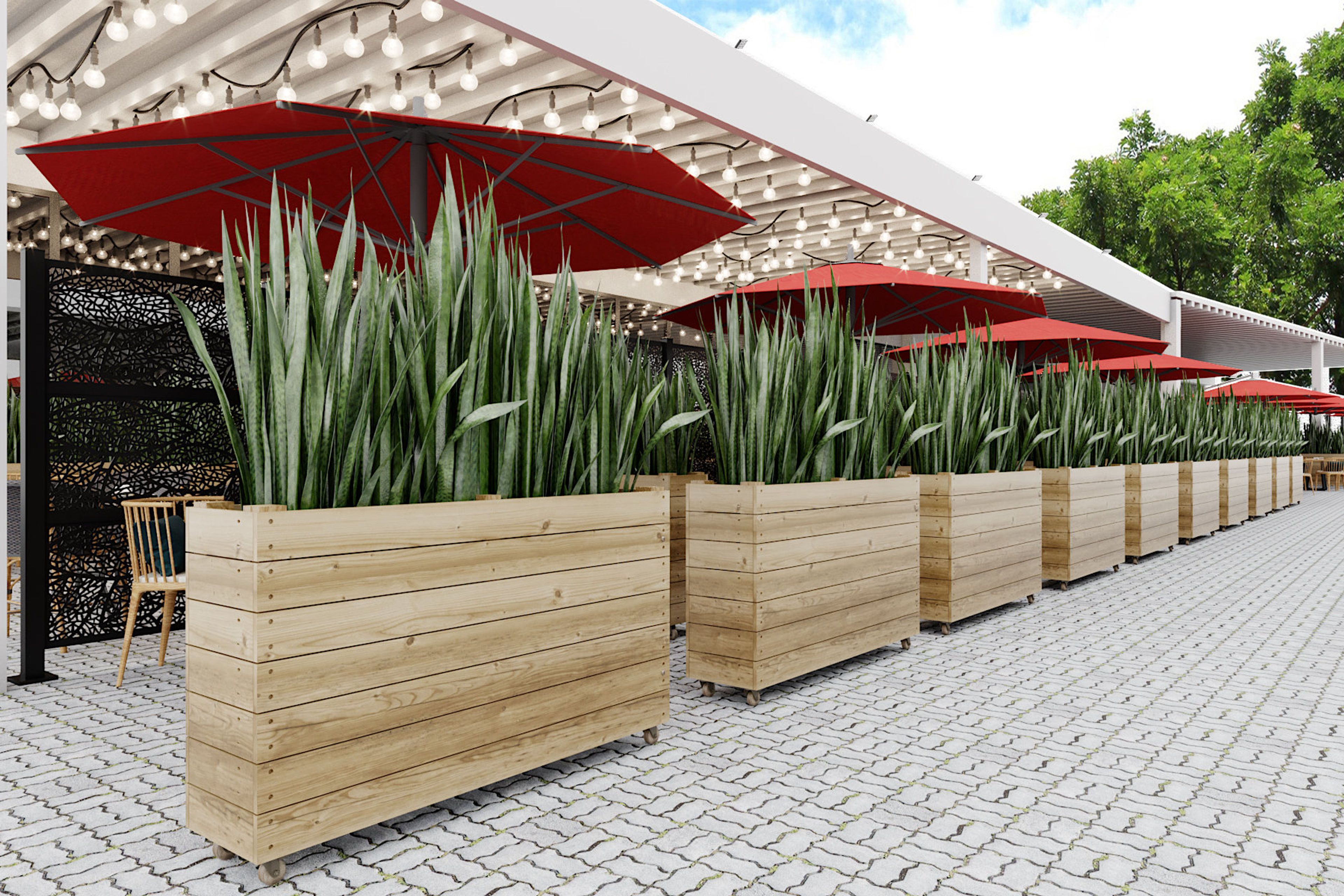 Union Rustic Kydon 40" x 12" Mobile Wood Planter