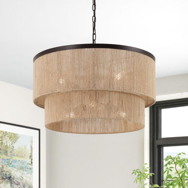 24" 6-Light Dimmable Drum Chandelier