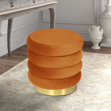 Everly Quinn Gotch 15.7'' Wide Velvet Round Footstool Ottoman & Reviews | Wayfair