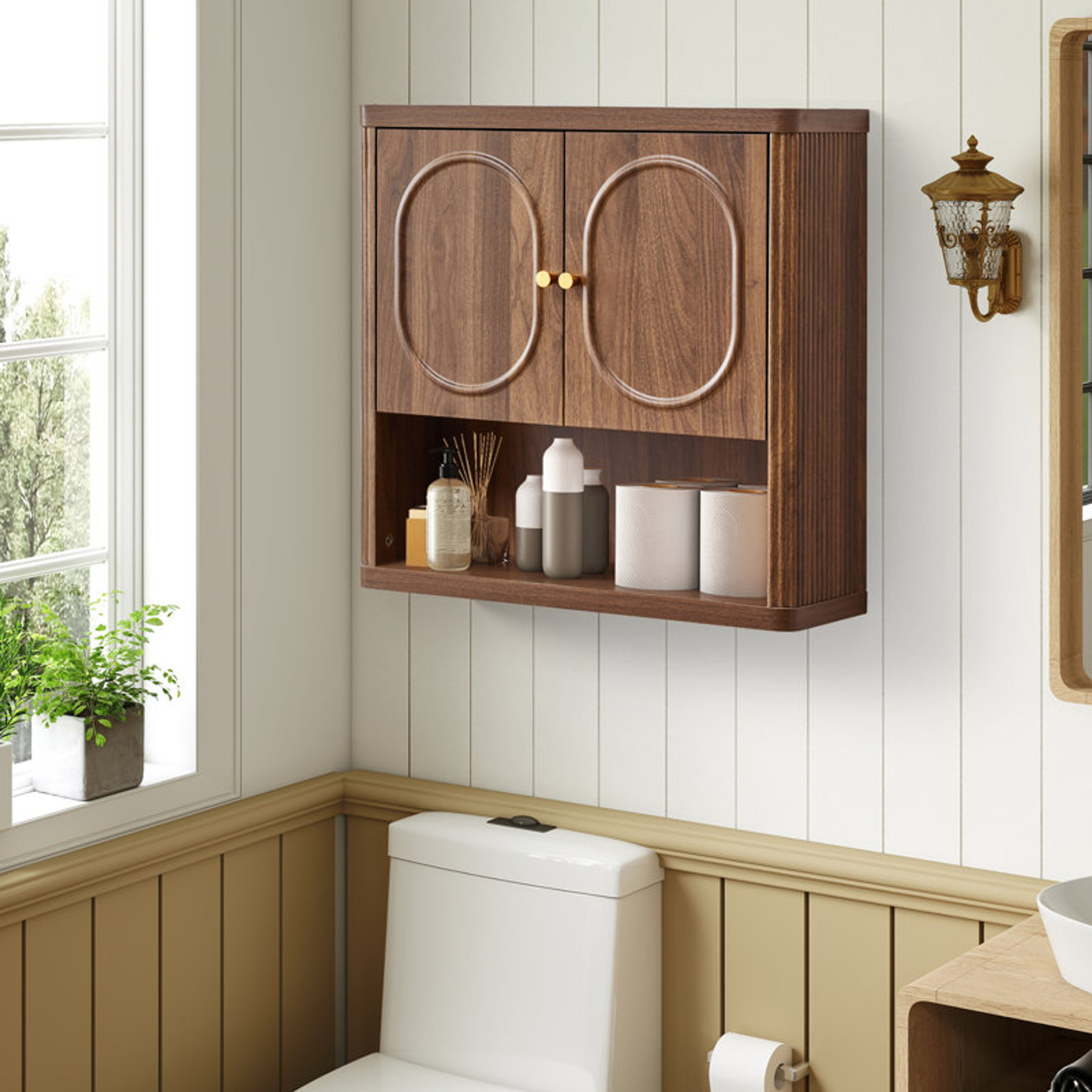 George Oliver Walnut Wall Mounted Bathroom Storage Cabinet