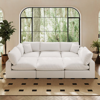 Oversized Cloud Modular Sectional Sofa, Comfy Down Filled Sectional Sofa, Upholstered Deep Seat Couches For Living Room, Detachable & Washable For All Sofa Covers