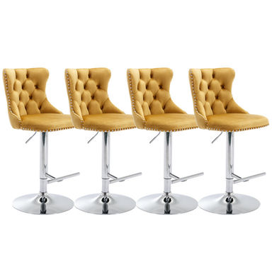 Kalinka 360° Swivel Adjustable Velvet Barstools Comfortable Tufted