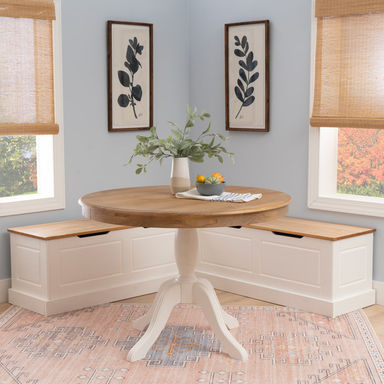 Selby 2- Piece Wood Storage Nook Dining Set With Round Table