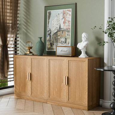 62"×31"×16" Wood Sideboard Cabinet with Adjustable Shelves (Set of 2)