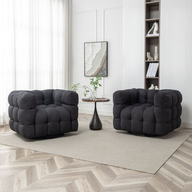 Wade Logan® Ashyiah 38" Wide Tufted Swivel Chair with Square Arm & Reviews | Wayfair