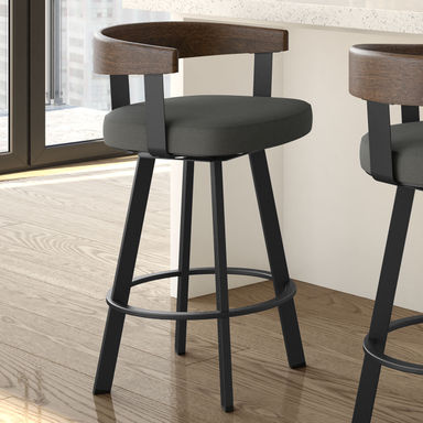 Drees Swivel Upholstered Counter & Bar Stool with Wood Backrest