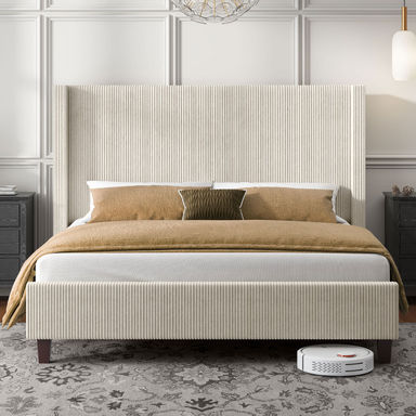 Wade Logan® Wauseon Corduroy Upholstered Bed & Reviews | Wayfair