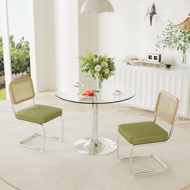 3-Piece Round Glass Dining Table Set