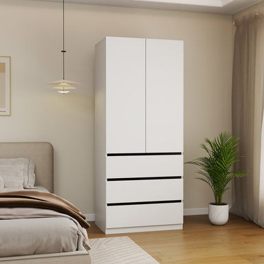 75'' H Armoire Wardrobe Closet with Hanging Rod & 3 Drawers