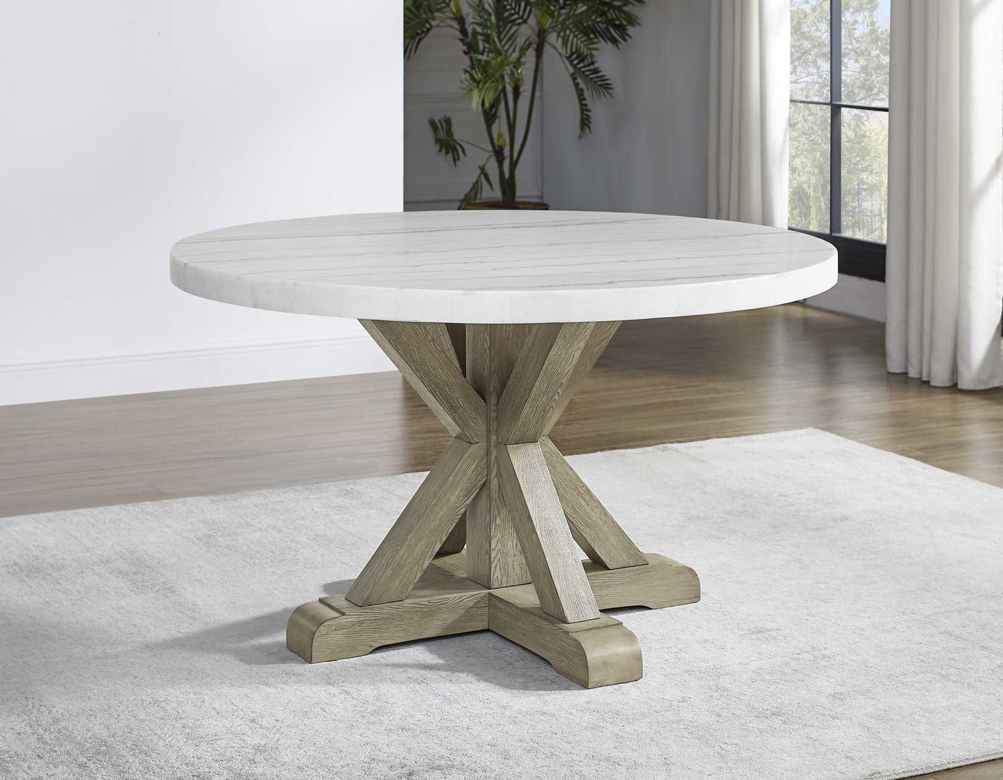 Lark Manor Amaryon 52" Round Marble Pedestal Dining Table