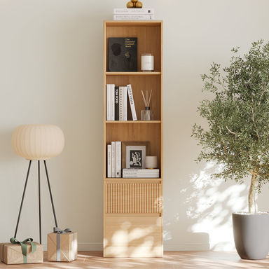 Latitude Run® Branigans 3-Tier Cube Bookshelf Storage Cabinet With Double Drawer And Shelf & Reviews