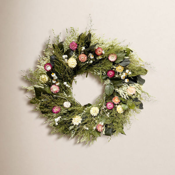 Preserved Leaves and Strawflowers Wreath