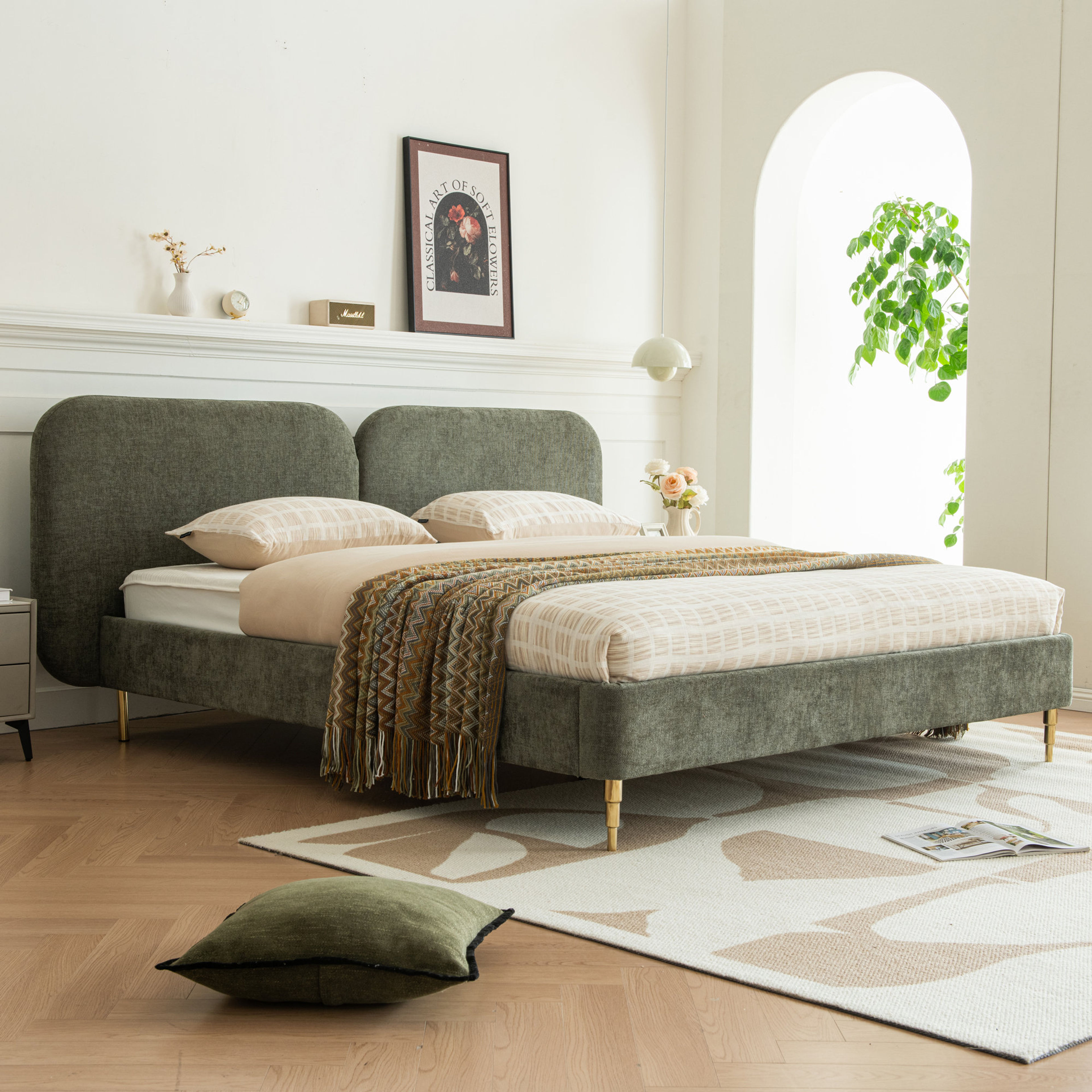 Willma Upholstered Platform Bed Frame & Headboard - Modern Style