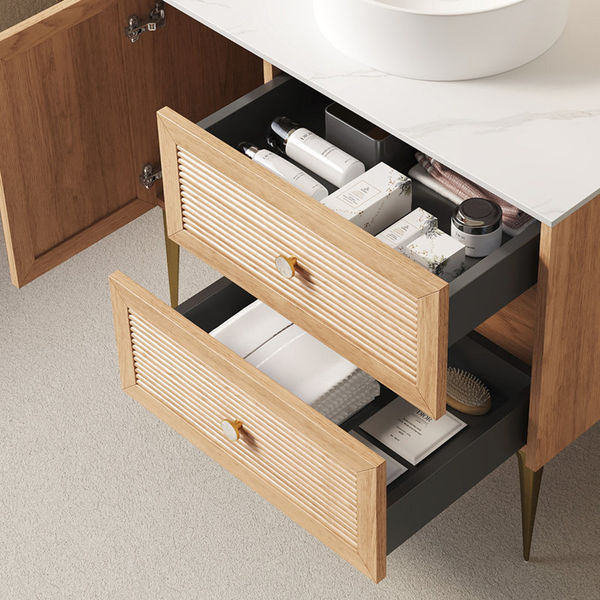 36" Freestanding Bathroom Cabinet With Counter Top, Two Drawers And One Door, No Basin