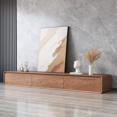Modern Walnut TV Stand With 3 Drawers For Stylish Living Room Storage