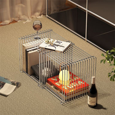 Simple Square Retro Side Table Bedside Table Coffee Table, Fashion Metal Silver Coffee Table ,Decorative Table, Suitable for Living Room, Bedroom and