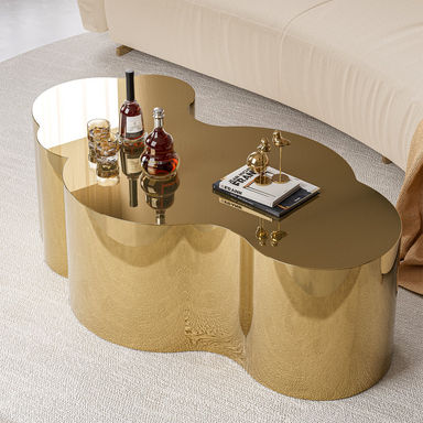 Merrissa Modern Gold Stainless Coffee Table, Small/Large Cloud Fashion Design