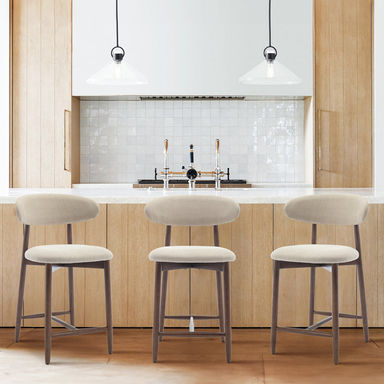 Upholstered 25'' Counter Stool with Solid Wood Frame