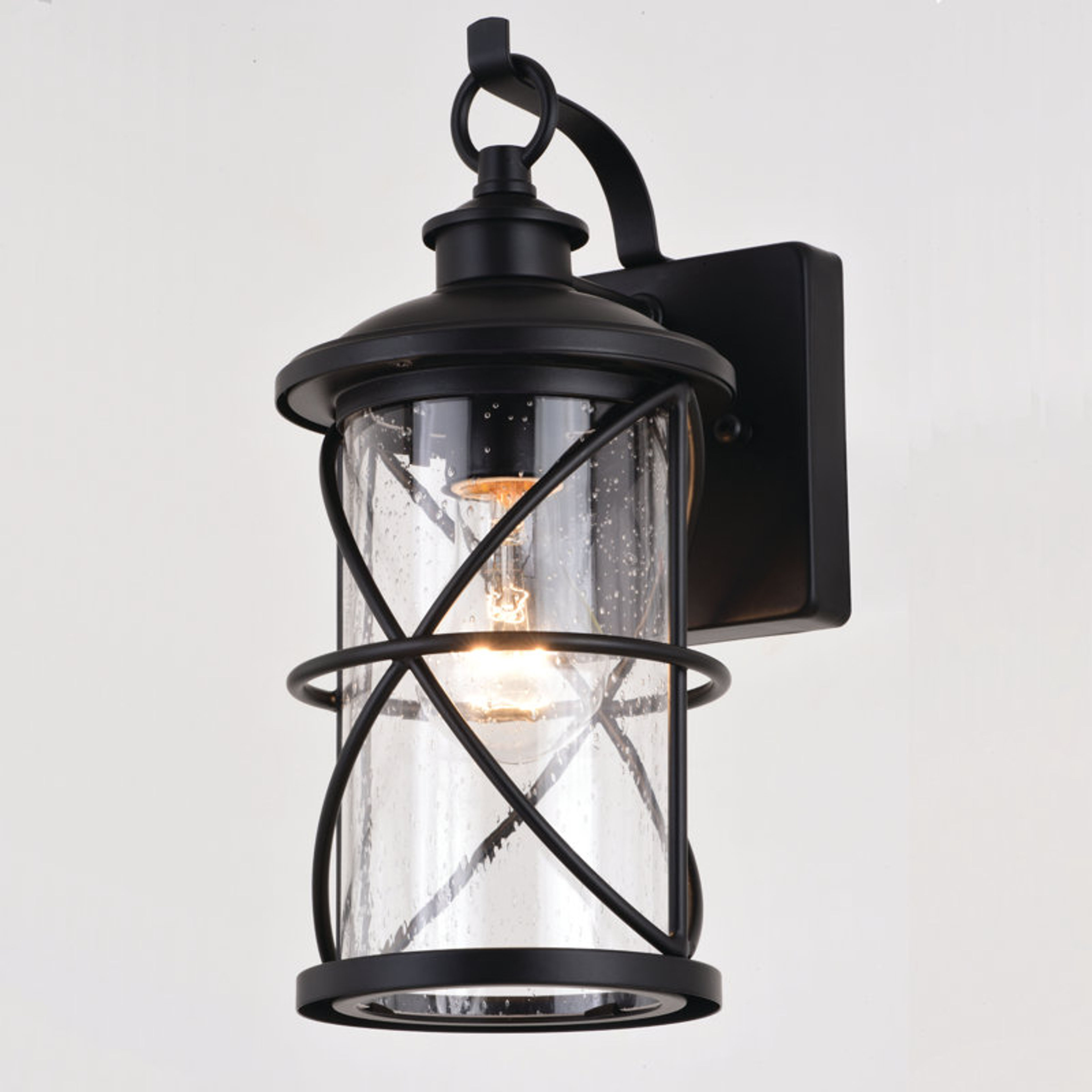 Alyvia Matte Black Outdoor Wall Lantern with Dusk-to-Dawn Sensor