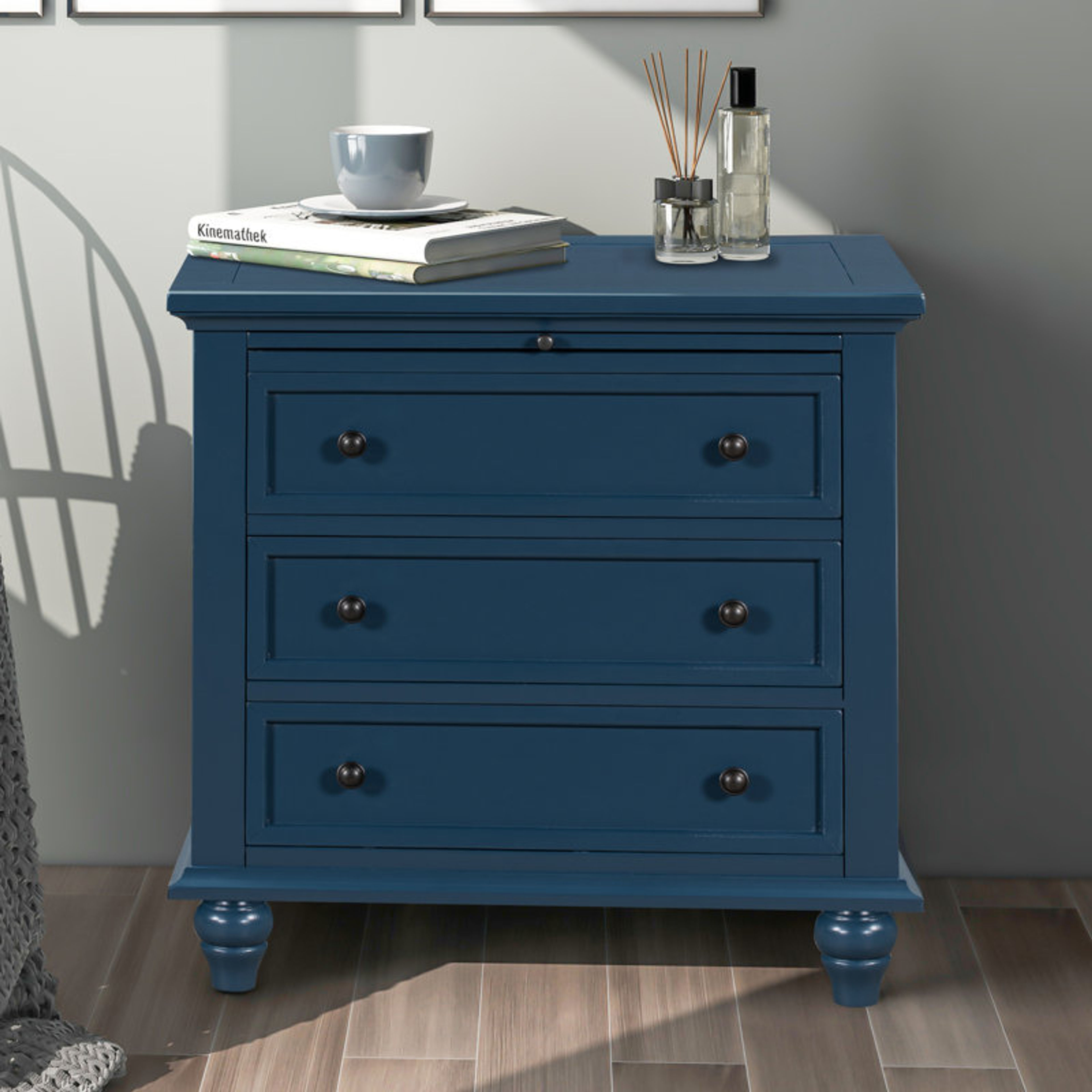 17 Stories 3-Drawer Wood End Table Cabinet with Pull-Out Tray