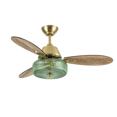 42"W Eliora LED Indoor Ribbed Glass Globe Ceiling Fan With Remote Control - House of Hampton®