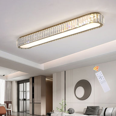Tranae 1 - Light 38.6" Simple Rectangle Crystal LED Dimmable Flush Mount