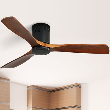 Sofucor Rachel 52'' 3-Solid Wood Blade Flush Mount Classic Ceiling Fan no Lights