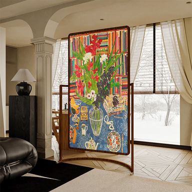 Oil Painting Style Solid Wood Room Divider