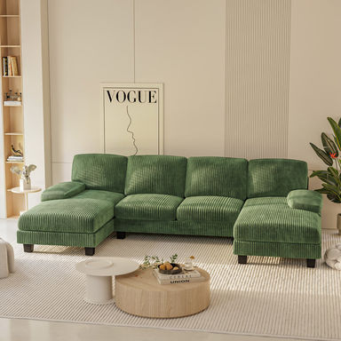 6 Seat U-Shaped Sectional Sofa, 105" Wide Modern Soft Sofa Couch with Double Chaises
