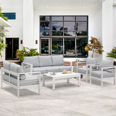Brandtley Metal 7-Person Sofa Seating Group with Cushions