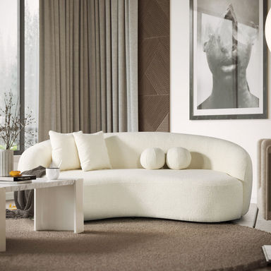 Annexie 89" Boucle Curved Round Arm Sofa