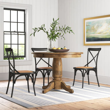 Beachcrest Home™ Tevis Rubberwood Solid Wood Pedestal Dining Table & Reviews | Wayfair