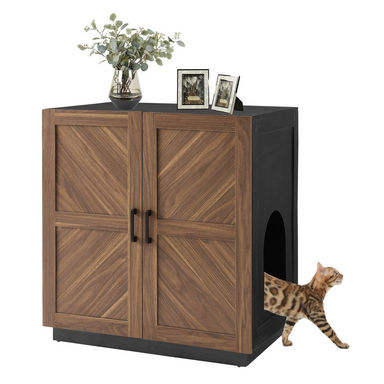 Modern Litter Box Enclosure Furniture with Adjustable Shelf and Storage